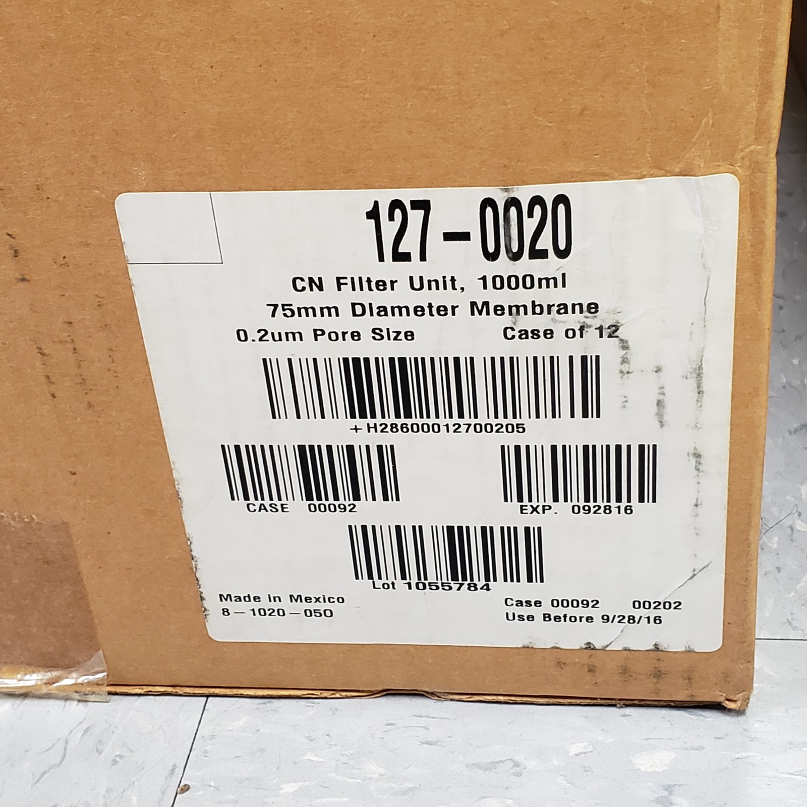 Nalgene 127-0020 CN filter unit, 1000ml, 75mm dia membrane, 0.2um pore EXP092816