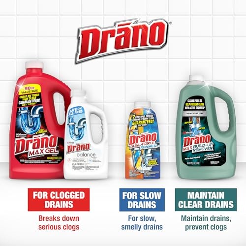 Drano Max Gel Drain Clog Remover & Cleaner, Fast-Acting 80 Fl Oz (Pack of 2)