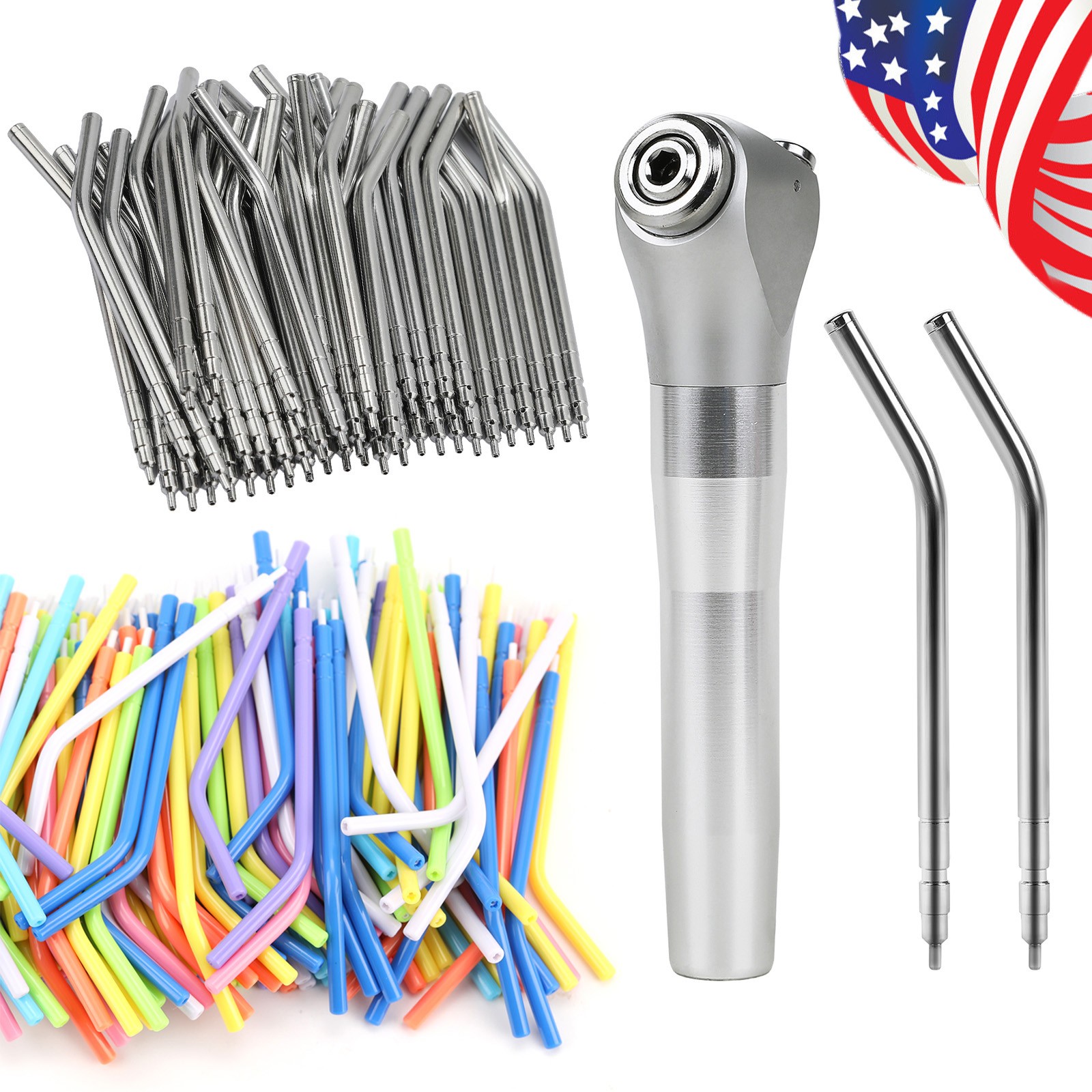 50PCS Dental Metal Spray Nozzles Tubes Tips / 3-Way Air Water Triple Syringe