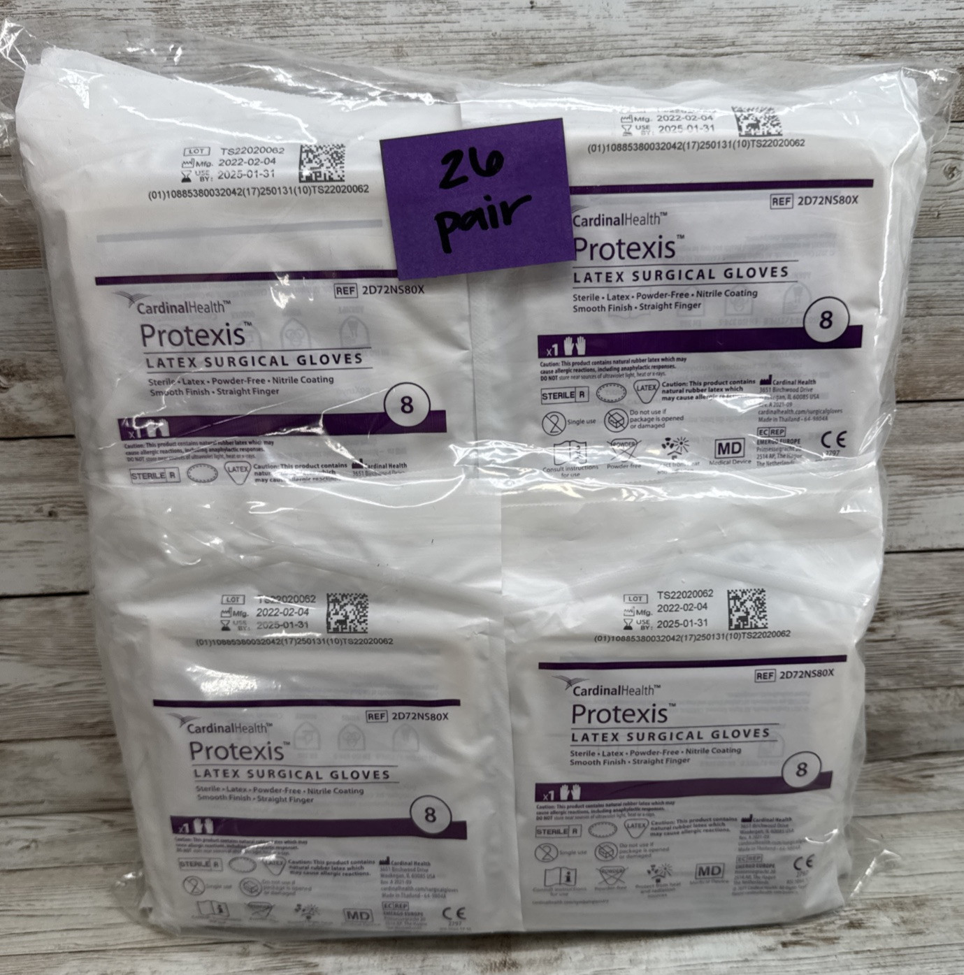 Cardinal Health Protexis Latex Surgical Gloves, *26 PAIR* Size: 8 *See Date*