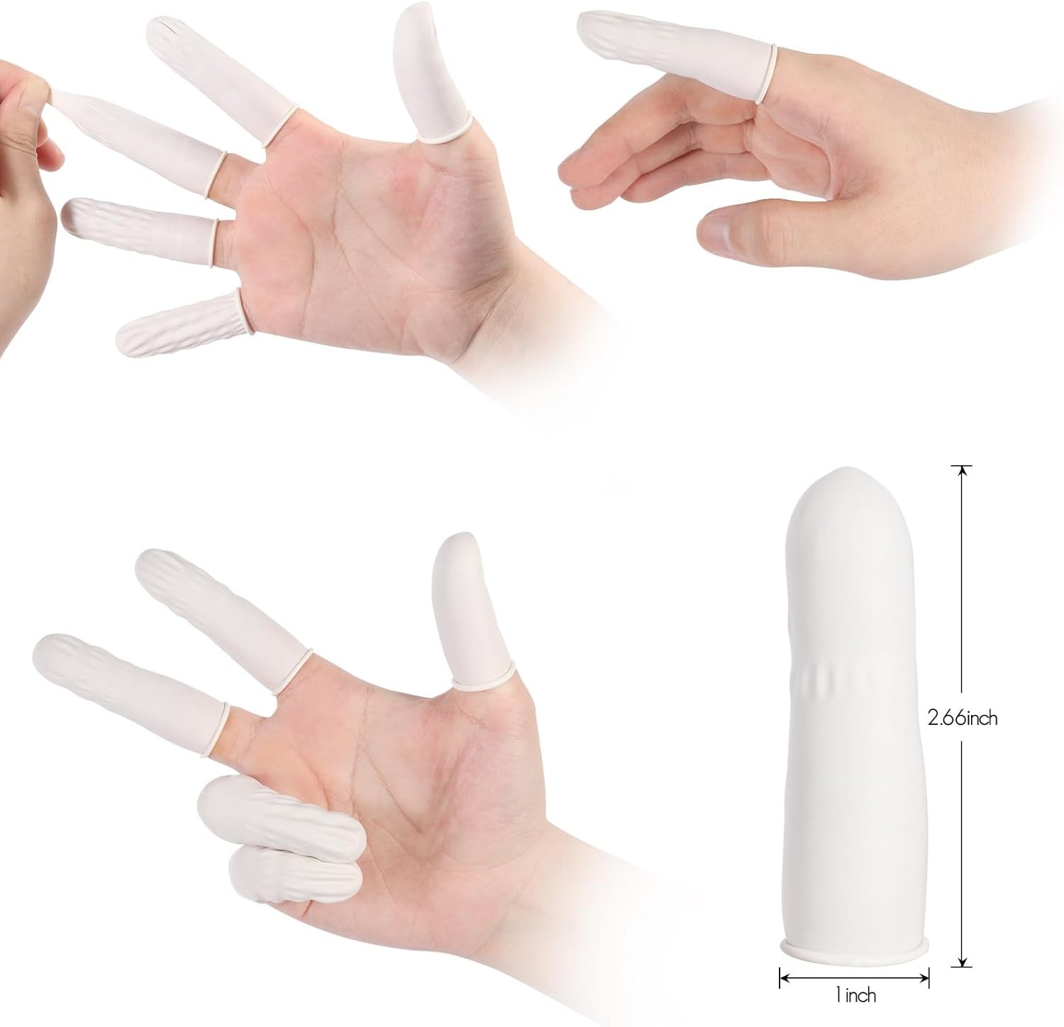 White Latex Finger Cots Finger Protectors, Disposable Medium-Sized Finger Glo…