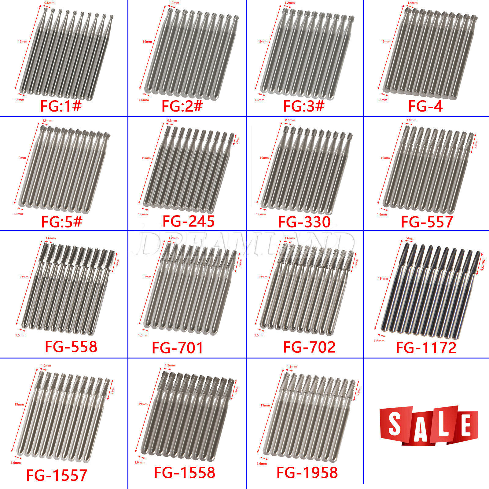 10Pc/pack FG polish Dental Burs Carbide Tungsten Drill For Dentist High Speed