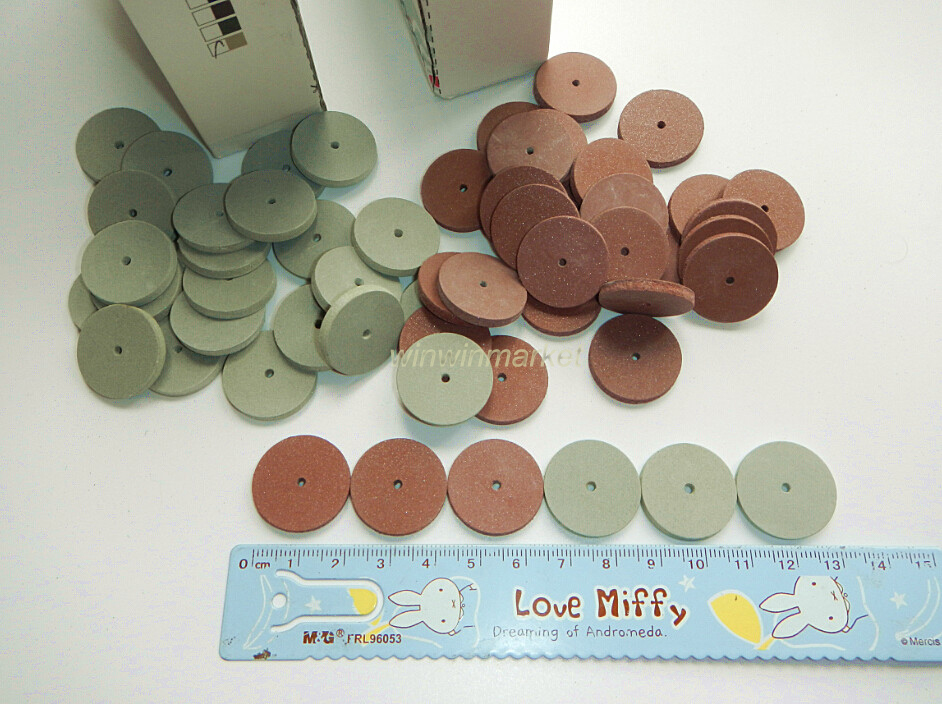 50pcs Assorted Dental Lab Polishing Wheels Burs Silicone Polishers White Brown