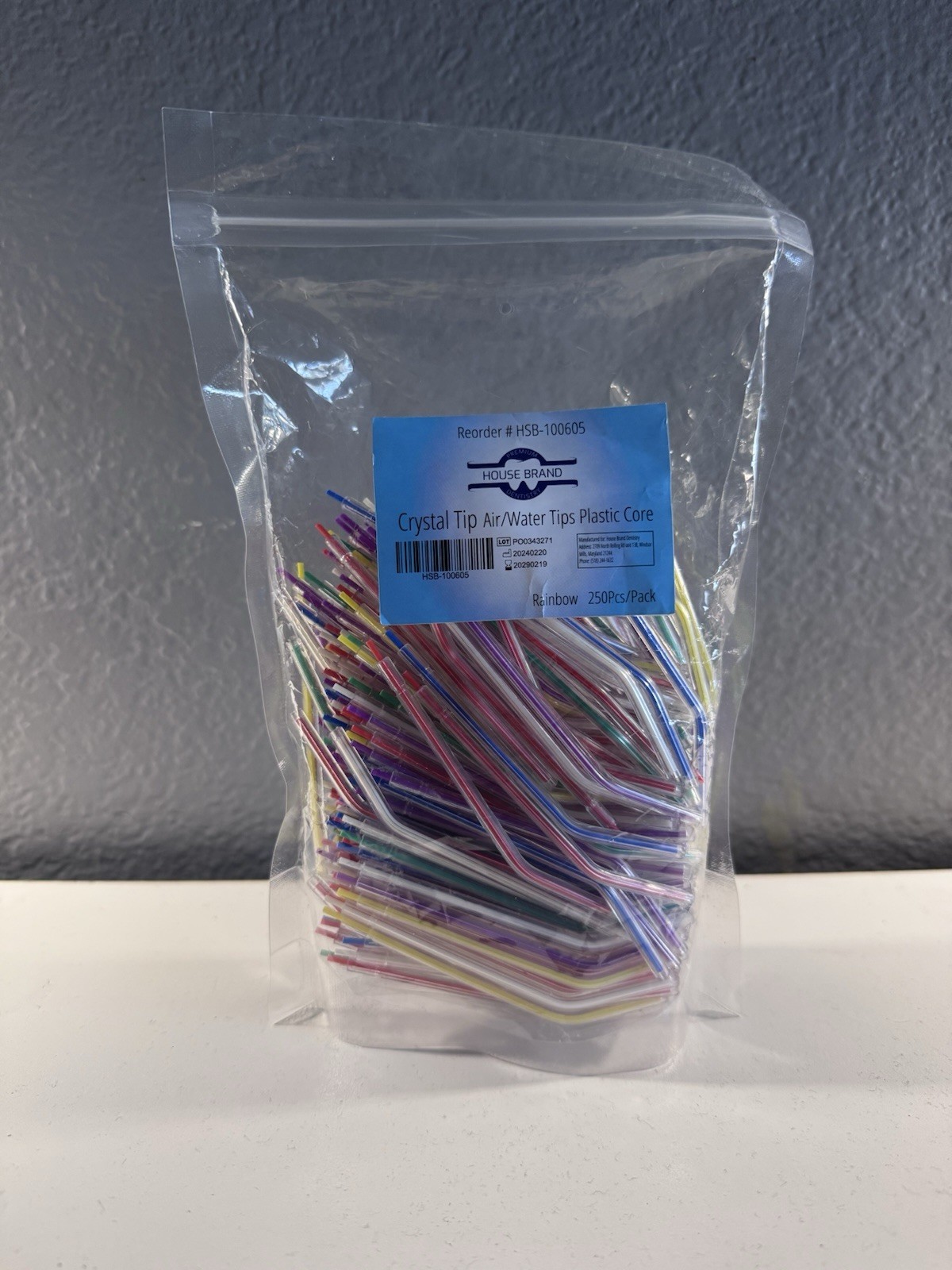 House Brand Dentistry 100605 Crystal Rainbow Air/Water Tips Plastic Core 250/Pk