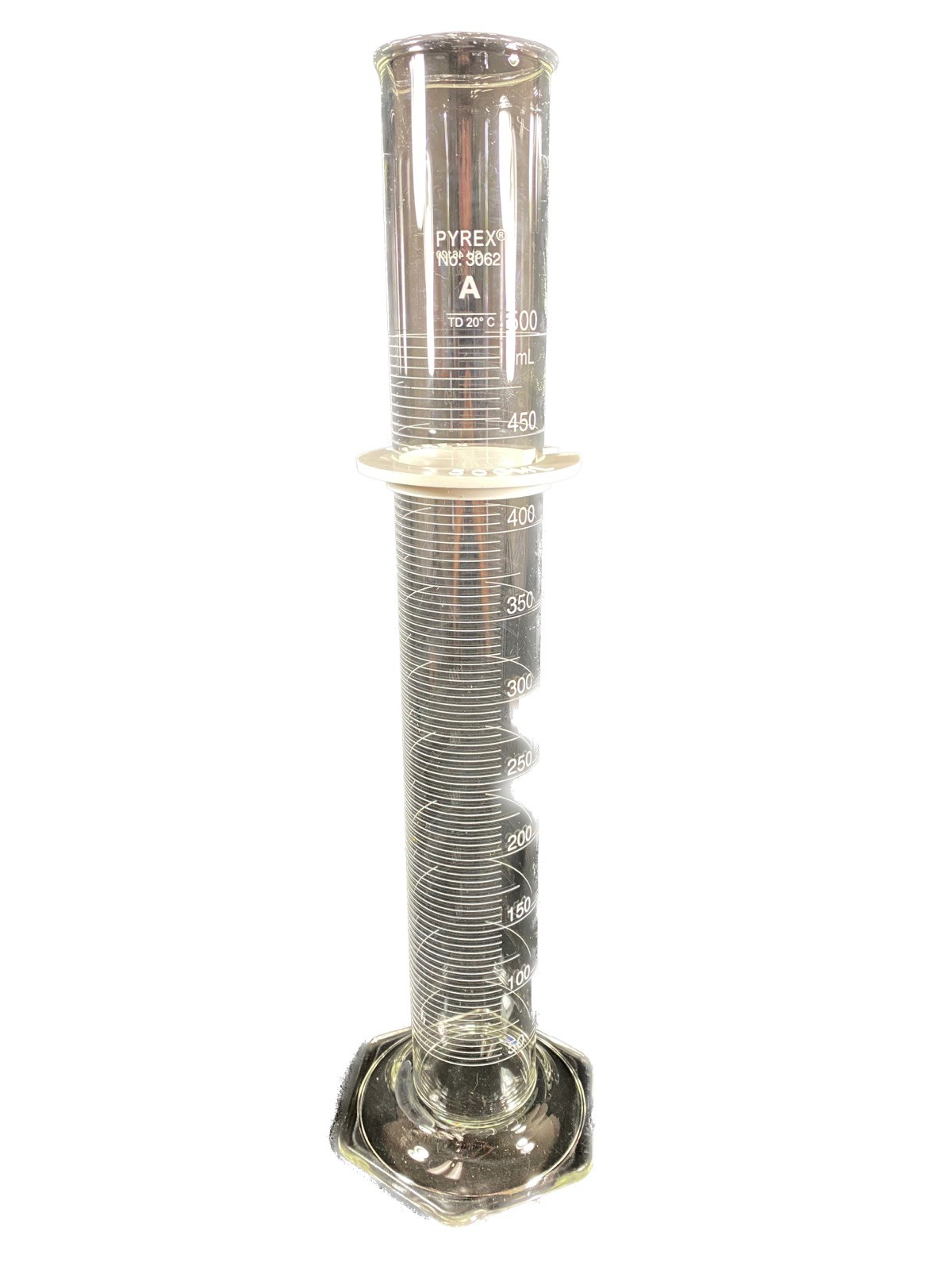 PYREX Glass 500mL Single Metric Certified Class A TD Graduated Cylinder 3062-500