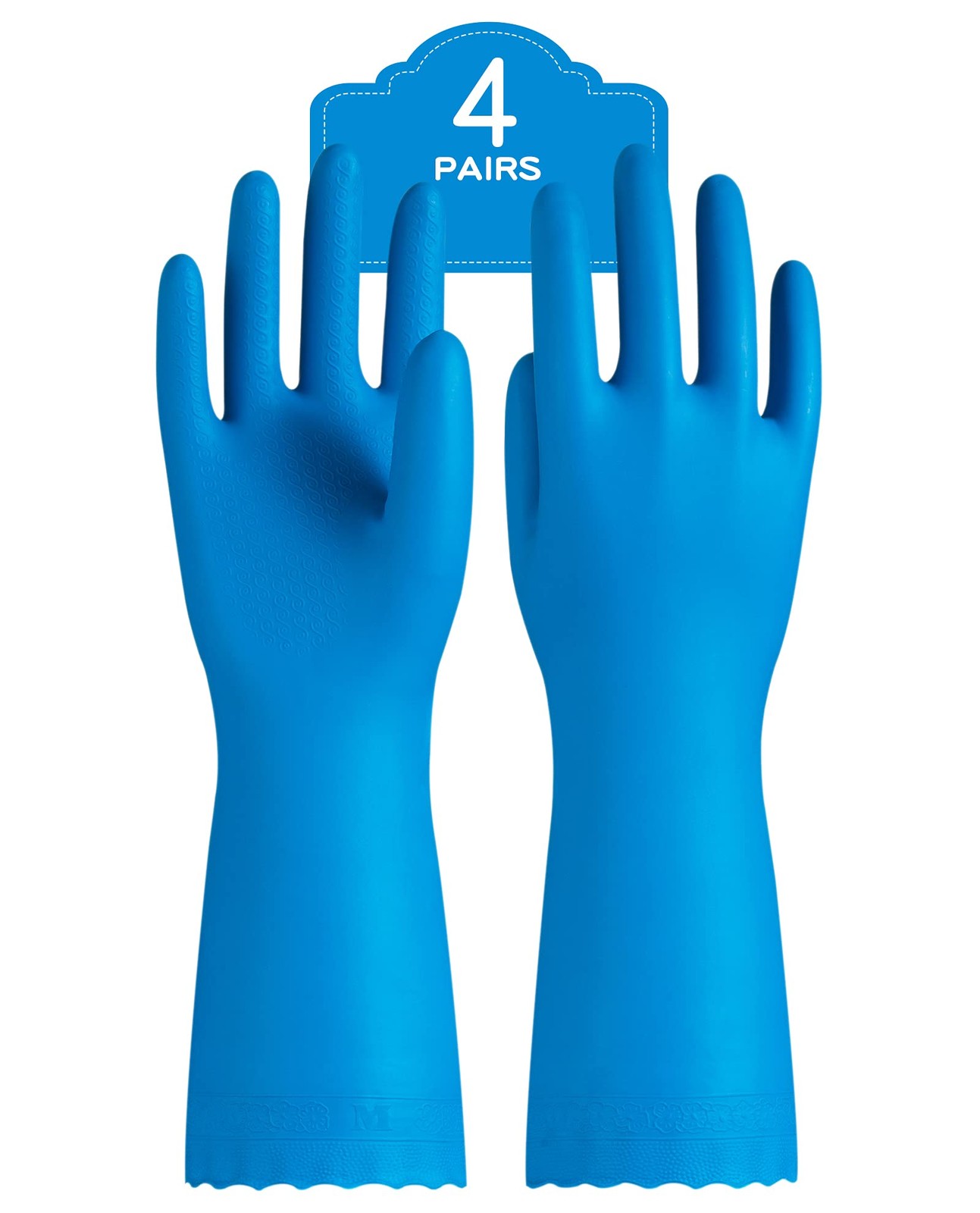 PACIFIC PPE Reusable Dishwashing Gloves, Latex Free, Cotton Lining, Blue, M