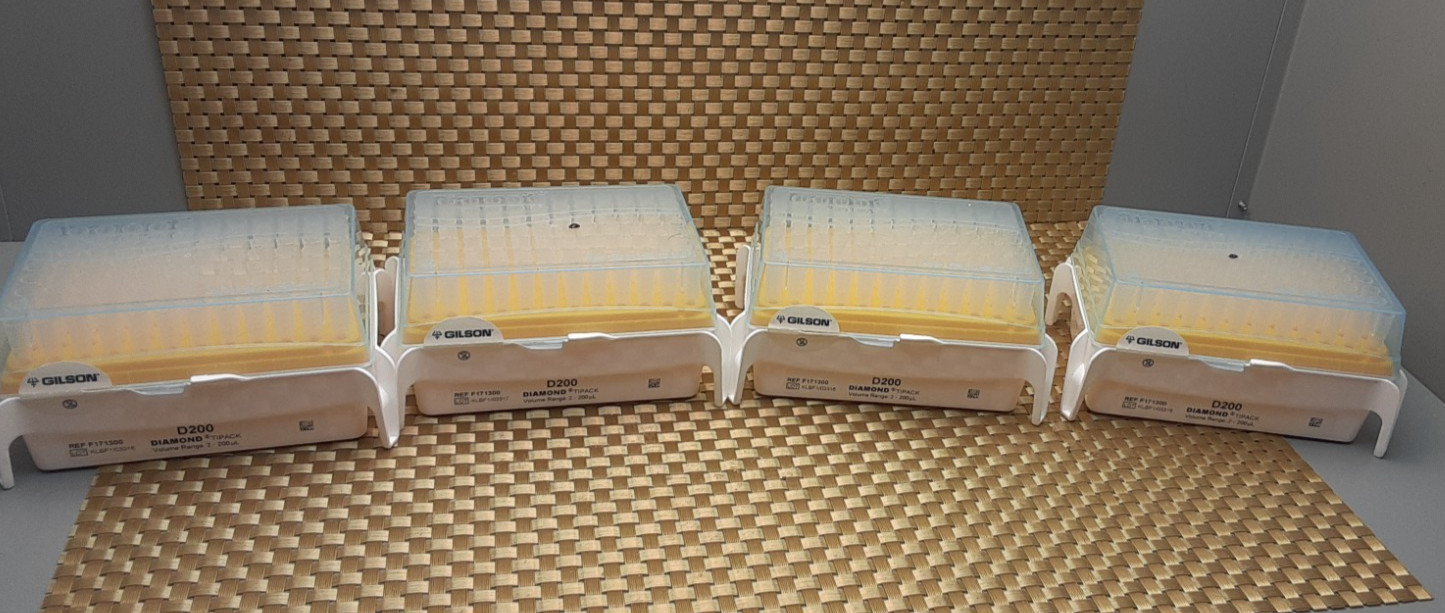 GILSON for Pipetman-2-200ul Diamond TIPACK(Lot of 4 racks)(384 tips) F171300