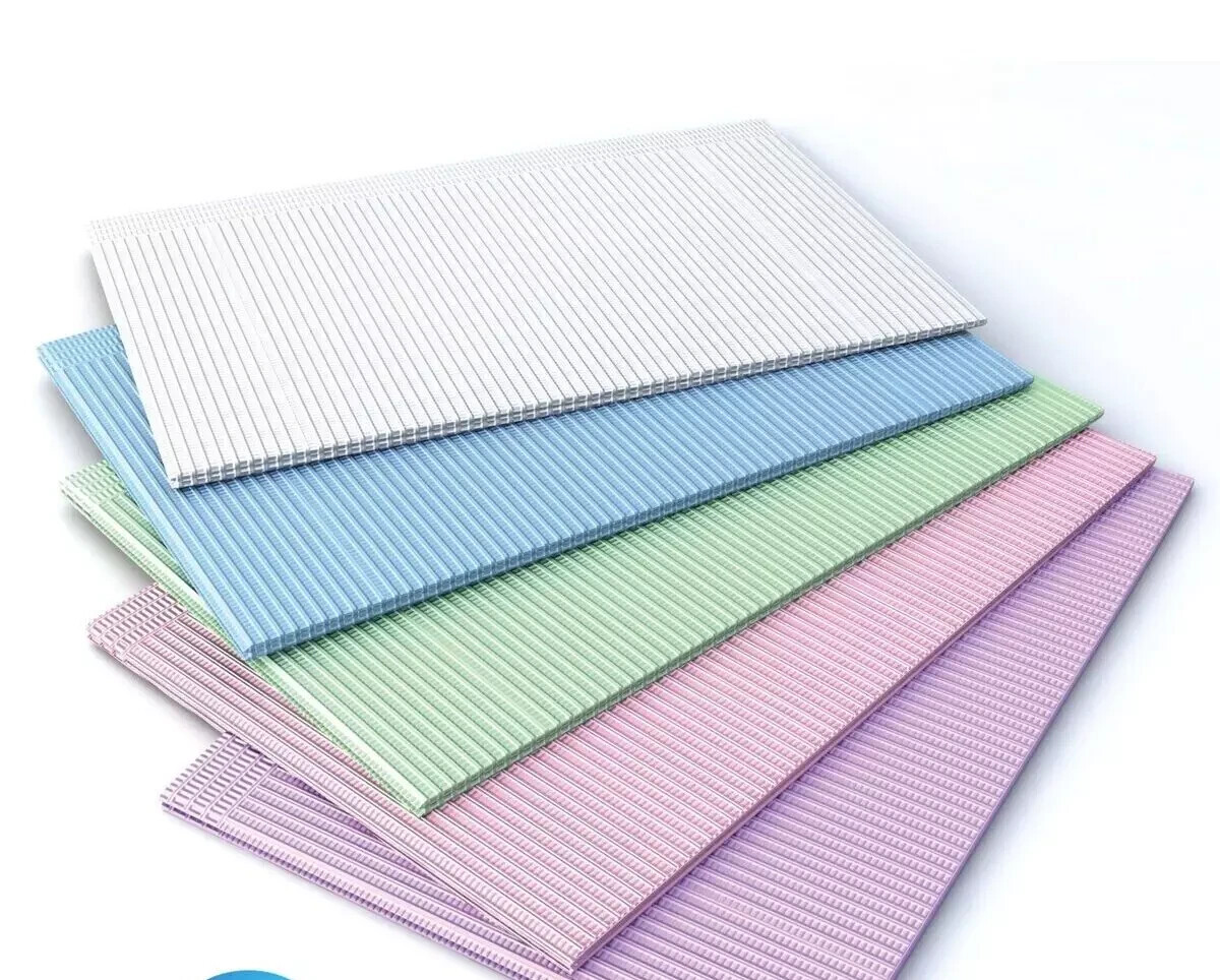 500 Patient Bibs (2+1) Ply Towels DENTAL MEDICAL TATTOO Disposable 18×13 bibes