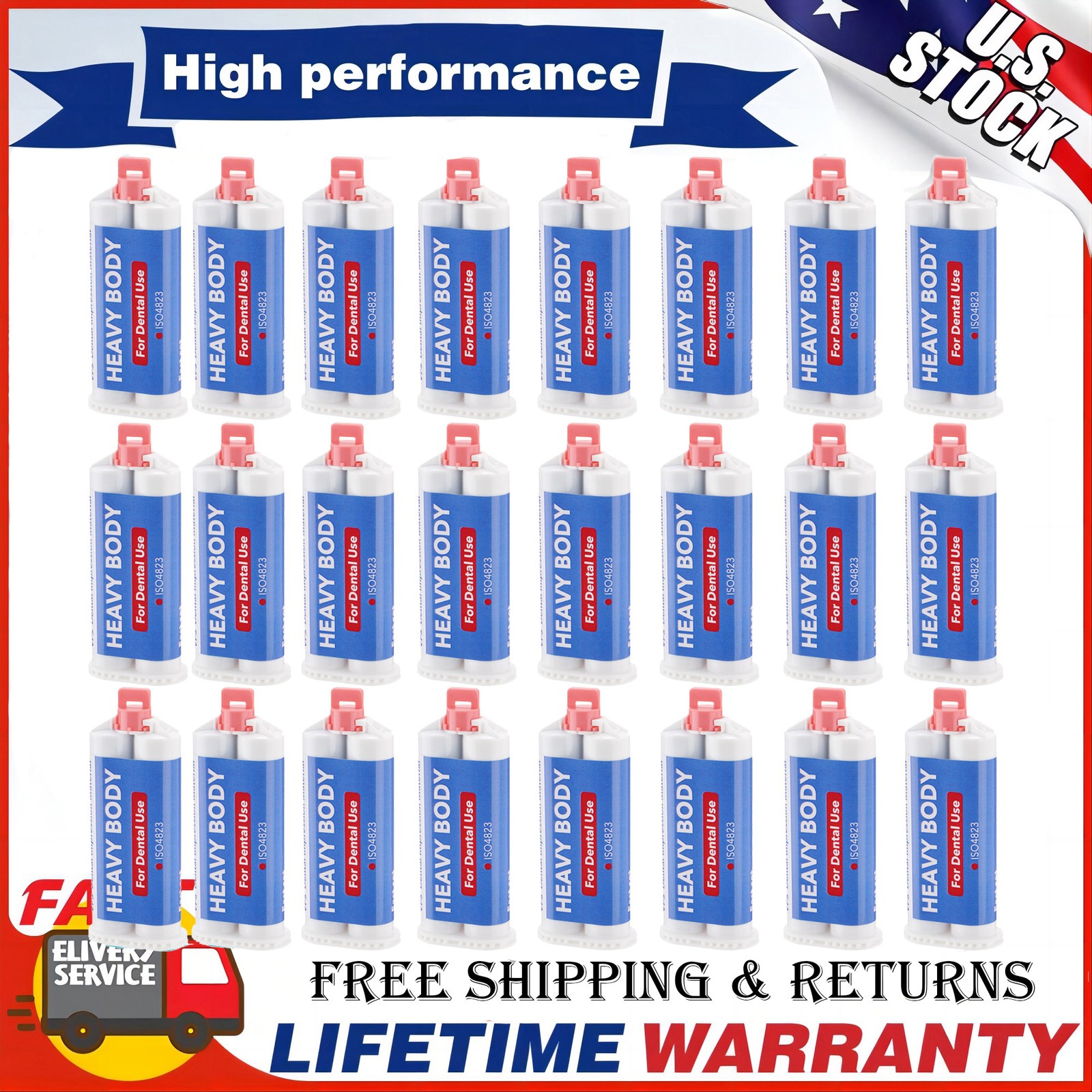 24Pcs Heavy Body Fast Rapid Set Impression Material 50mL Cartridges VPS PVS New
