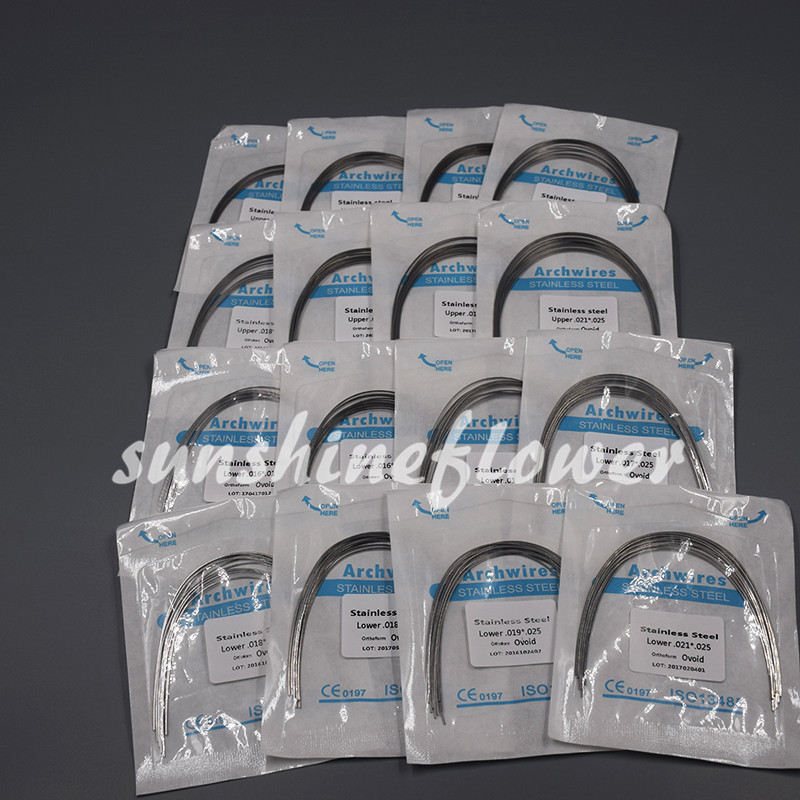 10 Packs Dental Ortho Stainless Steel Rectangular Arch Wire Ovoid/Natural/Square