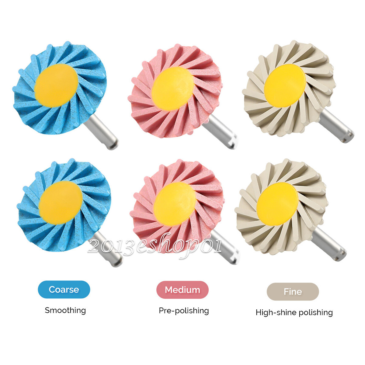 6pcs Dental Diamond Impregnated Polishing Wheel RA 2.35mm Polisher