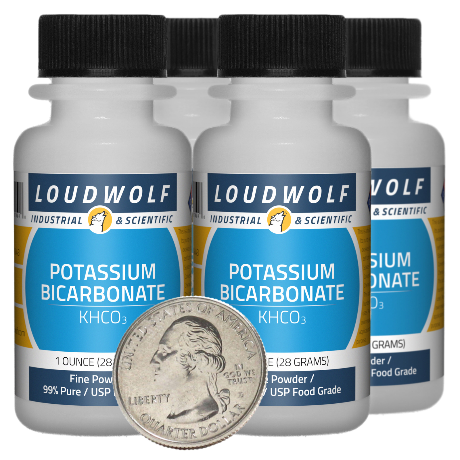 Potassium Bicarbonate / 4 Oz / 4 Bottles / 99% Pure USP Food Grade / Fine Powder