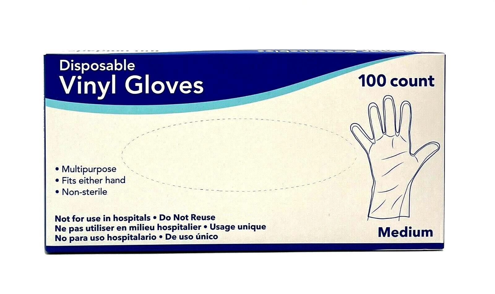 Disposible Vinyl Gloves Multipurpose 100 Count Medium