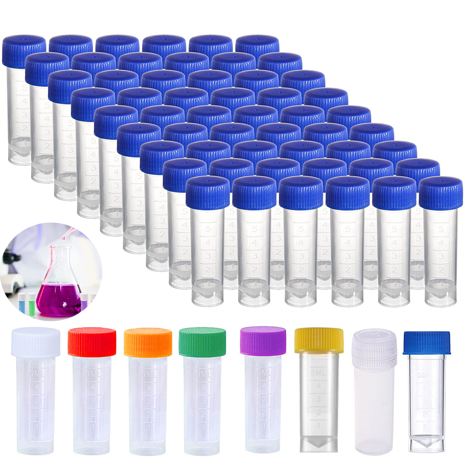 1-10ml Plastic Vials Microcentrifuge Tubes Lab Screw Cap Tube