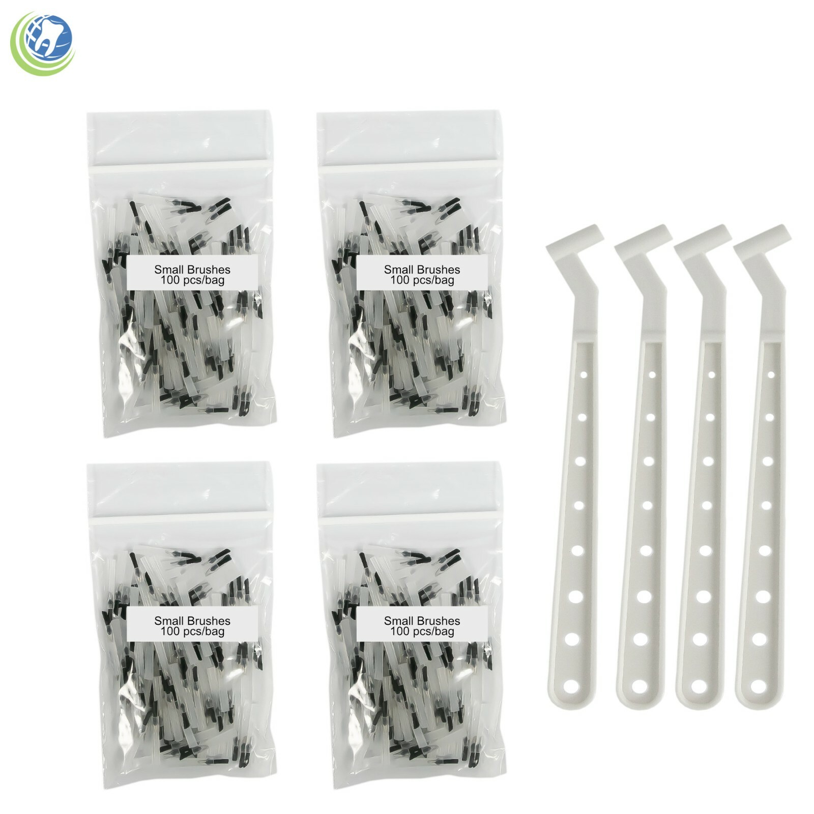 400 DENTAL DISPOSABLE BRUSH TIPS & 4 HANDLES COMPOSITE BONDING ETCHING VARNISH