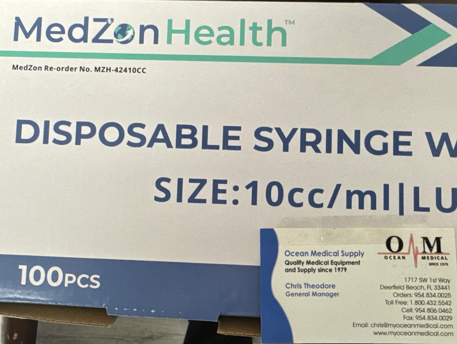 10cc Luer Lock Syringe 100 Count Box By MedZone Health 10ml Syringe (W/O Needle)