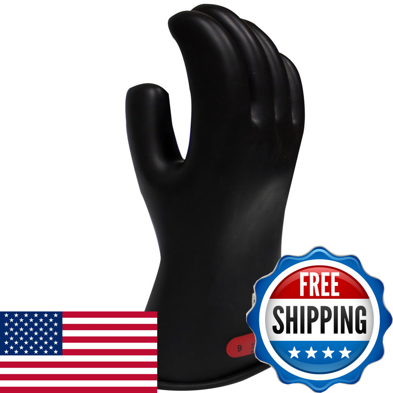 Enespro Class 0 Black Rubber Voltage Insulating Gloves Max. Use Voltage 1000V