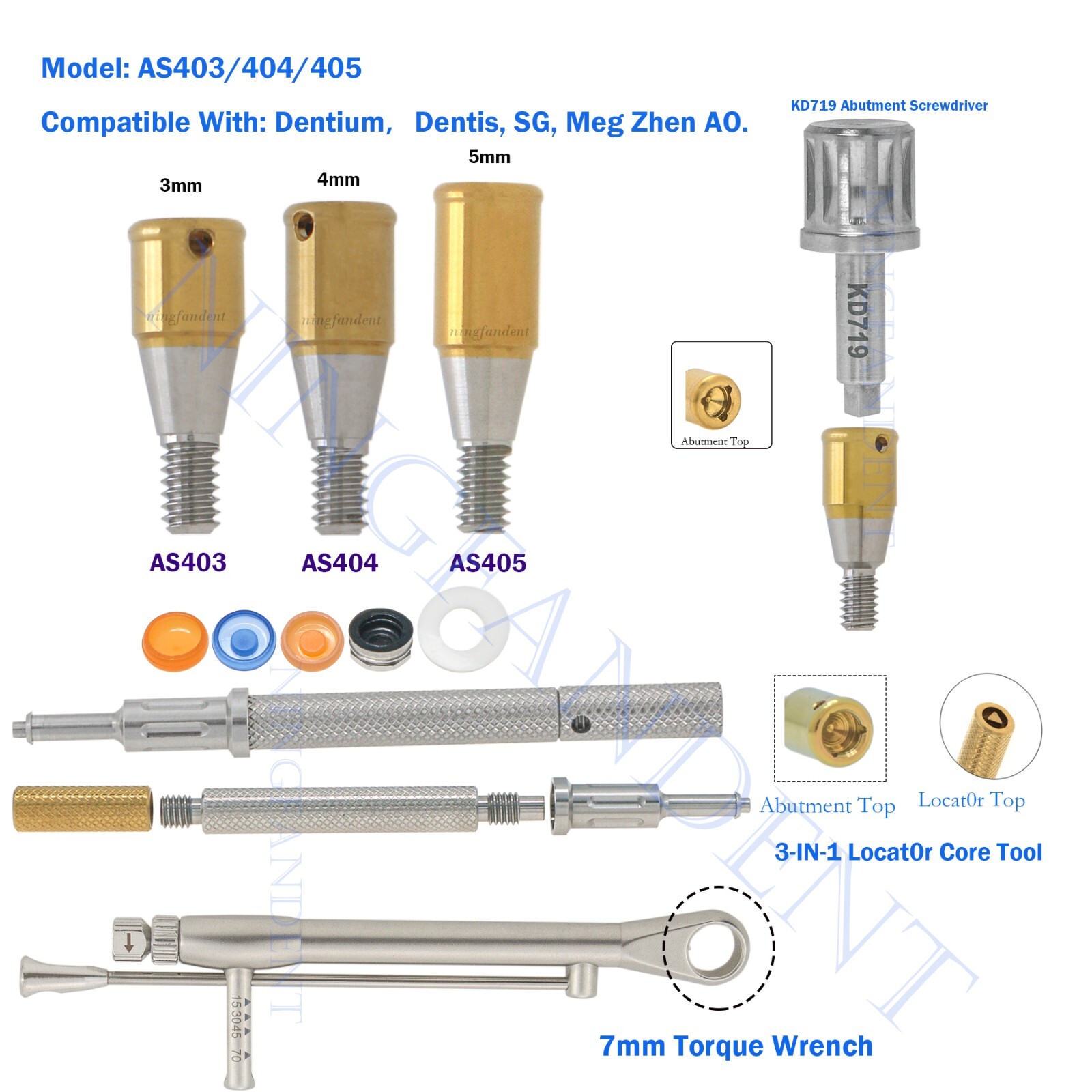 Dental Screwdriver Torque Wrench Male Cap Implant Locat0r Abutment For Dentis/AS