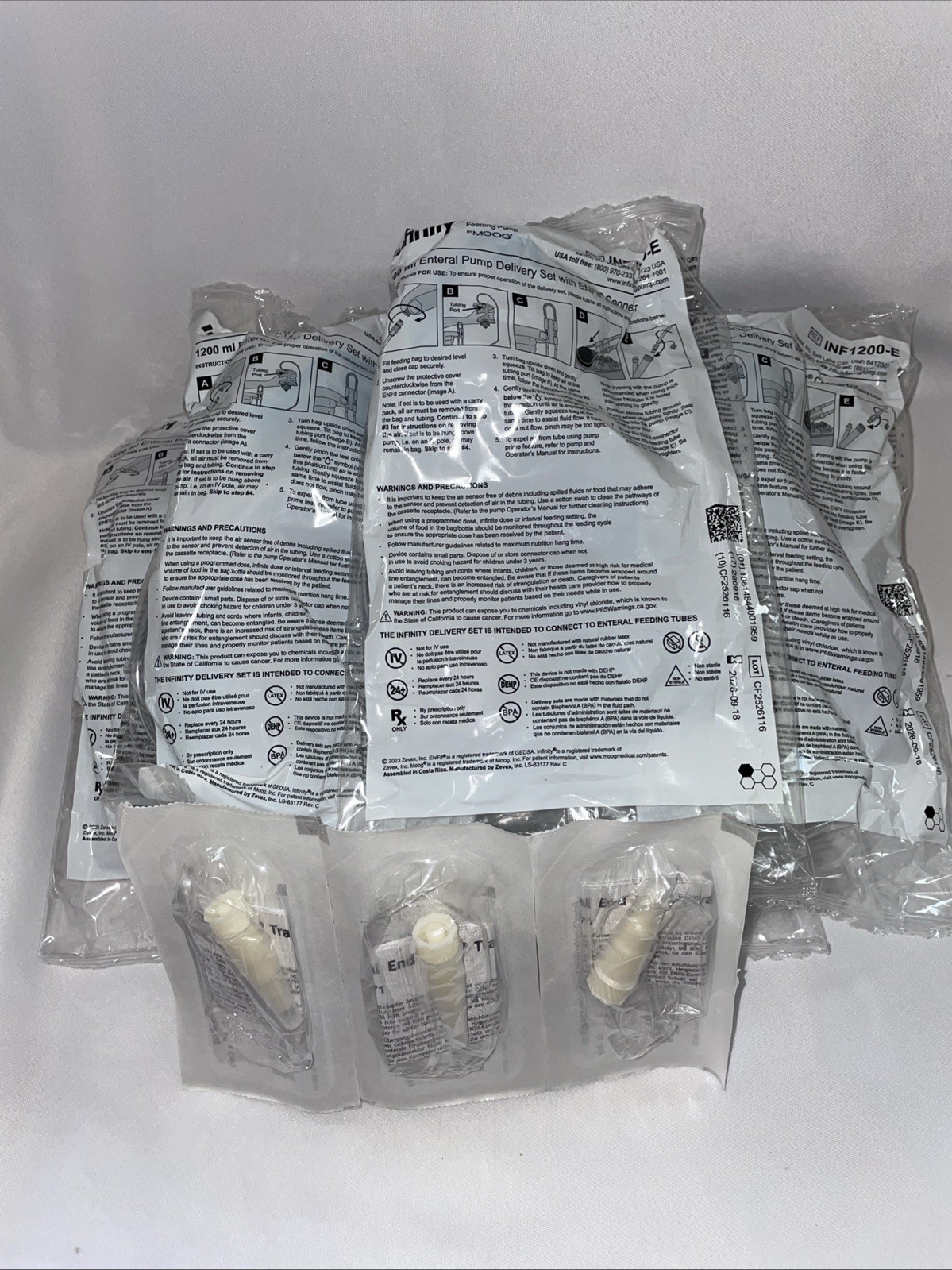 Lot Of 6 Infinity 1200 ml External Pump Delivery Set With Enfit Connector