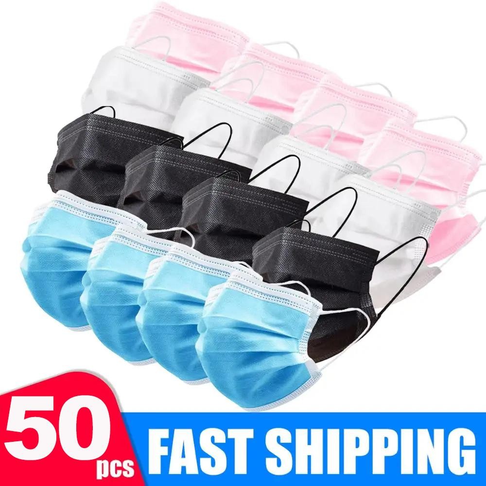 White Disposable 3 Layer Face Masks Anti Dust Protective Melt Blown