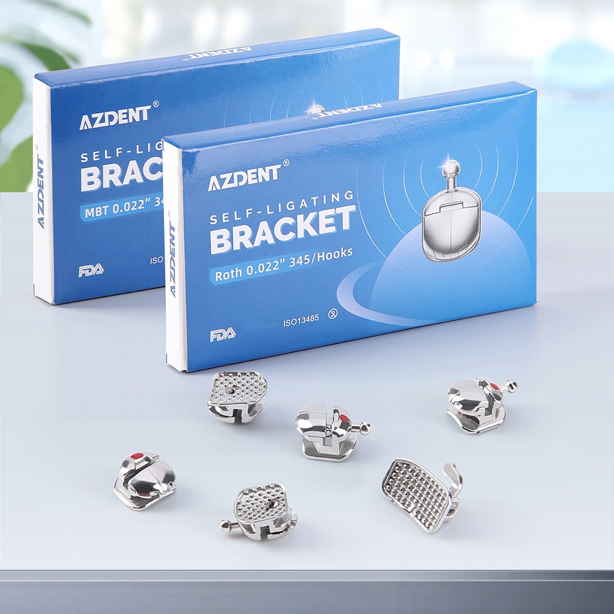 AZDENT Dental Orthodontic Self-Ligating Brackets Brace MBT Roth 0.022 Hooks/Tool