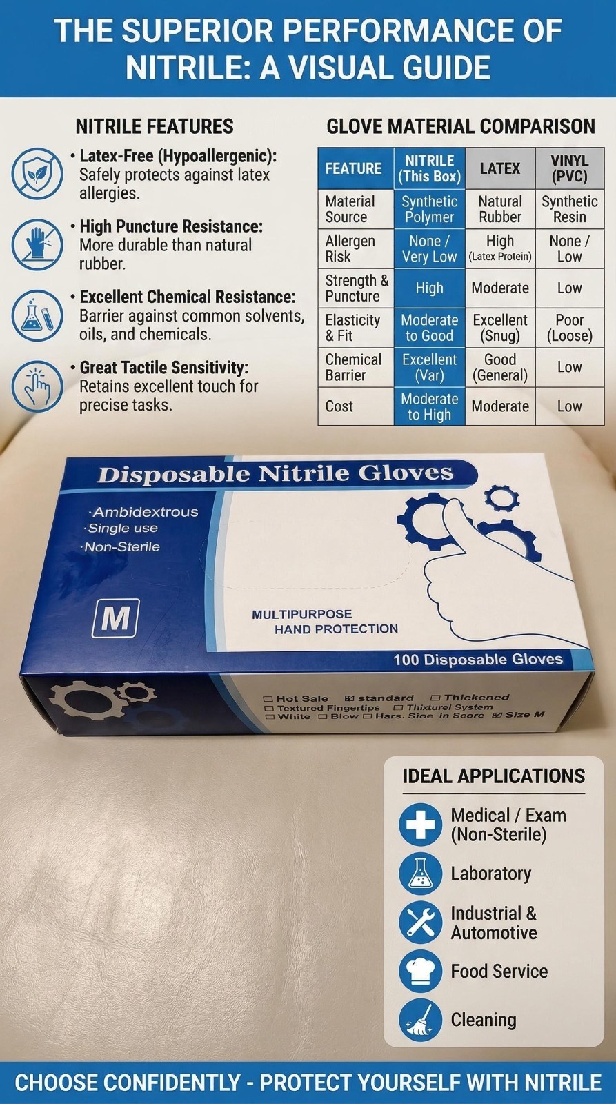Disposable Nitrile Gloves Blue Small Or Medium Pack of 100 over 10 free shipping