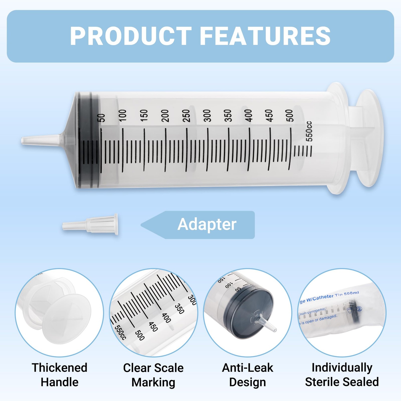 500ml Large Syringe, Plastic Syringe with Tip Adapter, for Thick Liquids for …