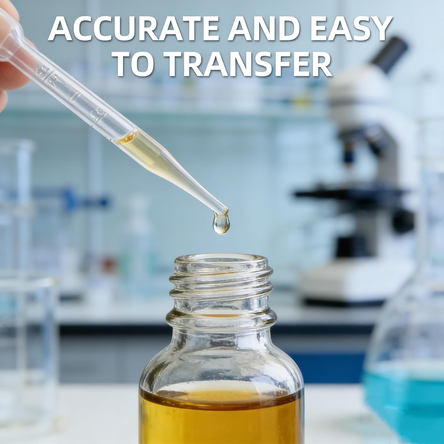 50-Pack 3ml Disposable Pipettes with Graduated Scale for Precise Liquid Transfer