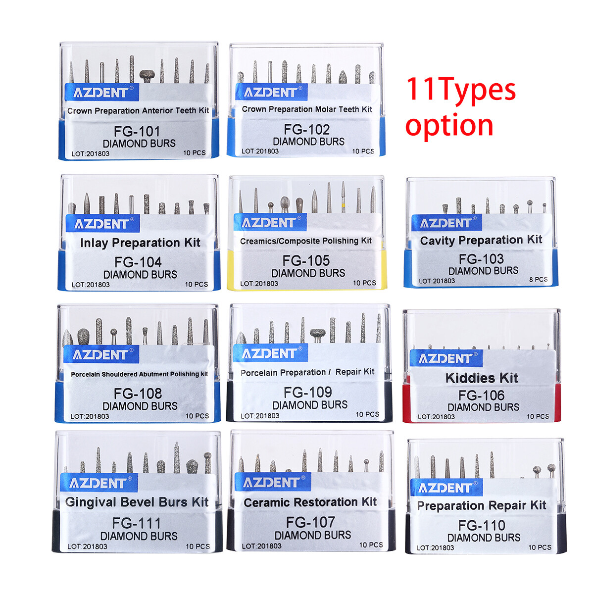 AZDENT Dental FG Diamond Burs Bur Set Trimming fit High Speed Handpiece