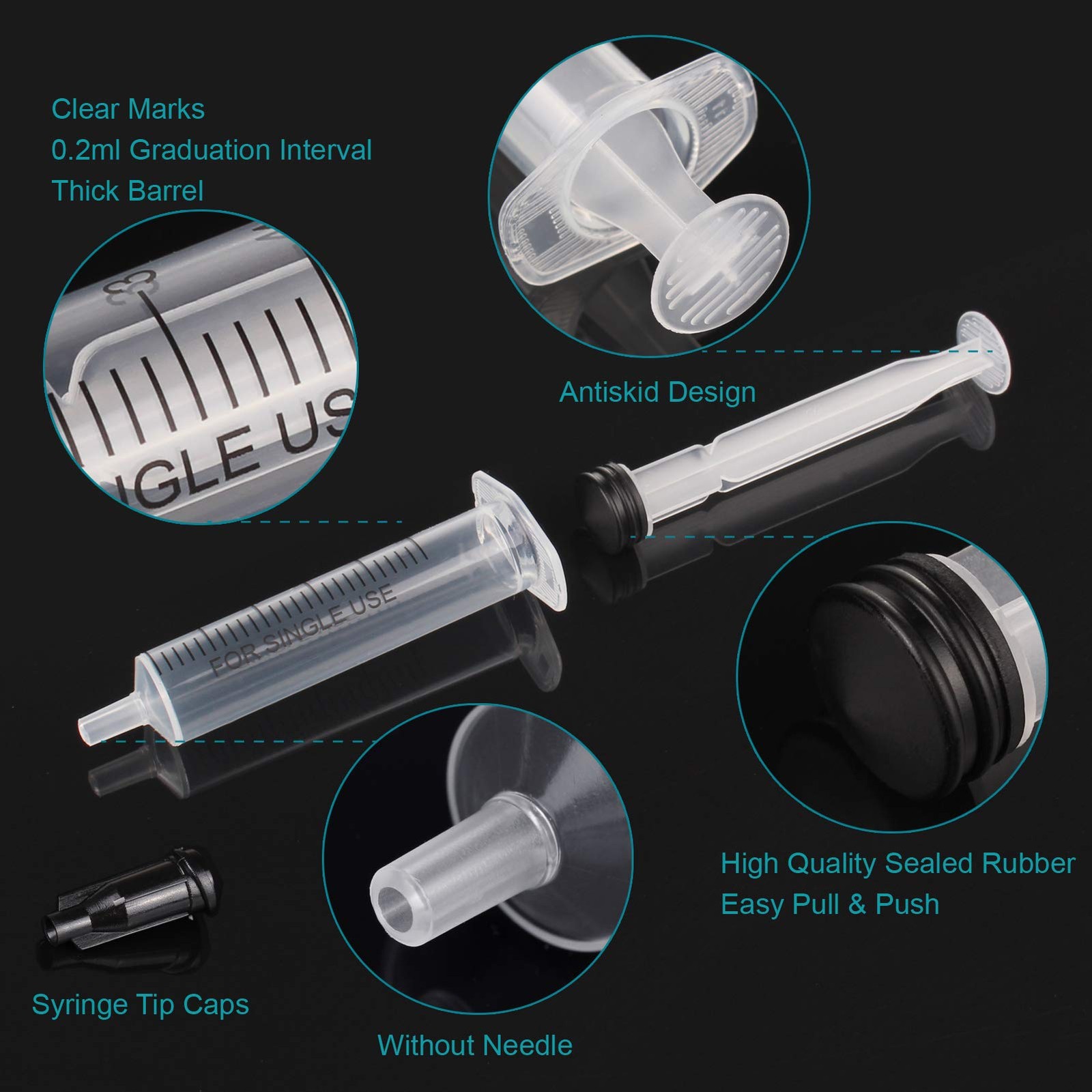 5ml Plastic Syringe Without Needle for Liquid – Measuring 5ml, transparent