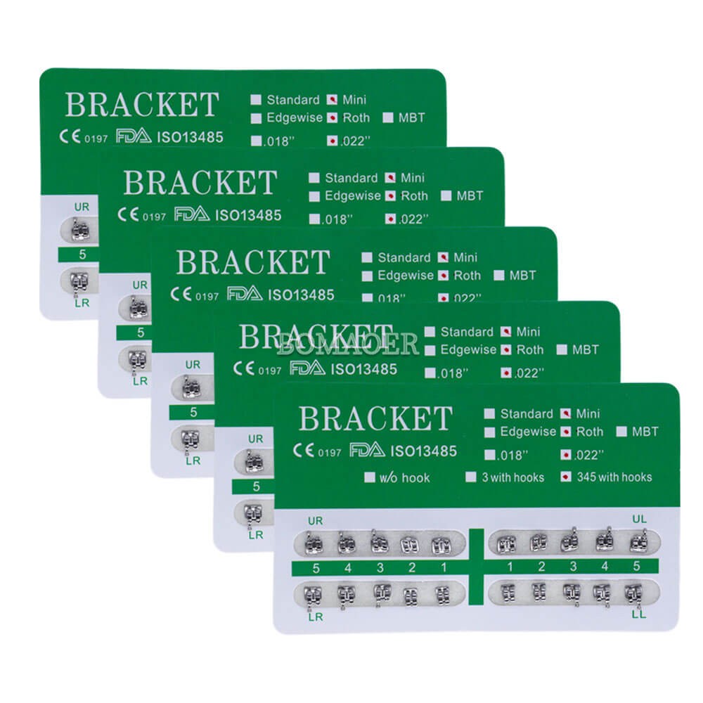 Dental Metal Brackets Roth .022 with 345 Hooks – 10 Kits (200 Pcs Total)
