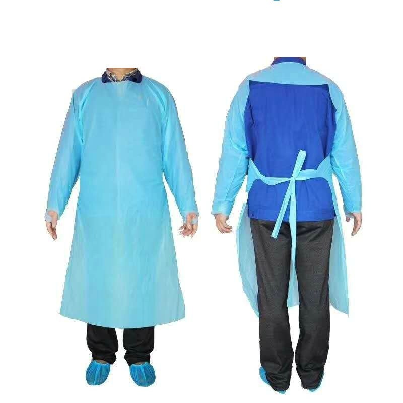 Disposable Isolation Aprons One Size Fit All PE Isolation Gowns Thumb Loops 20PC