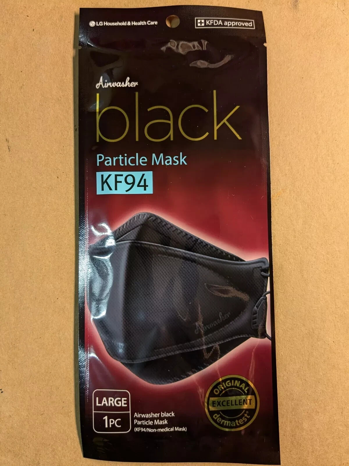 LG Airwasher KF94 BLACK Korean Face Mask Made in Korea Respirator – size: Large
