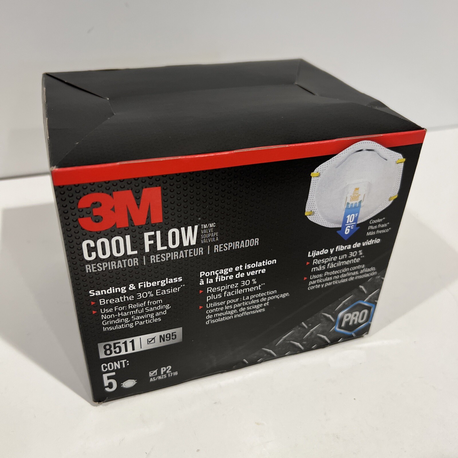 3M 8511 N95 Particulate Respirator w/ Exhalation Valve 5 Masks Box ~ Exp 2025