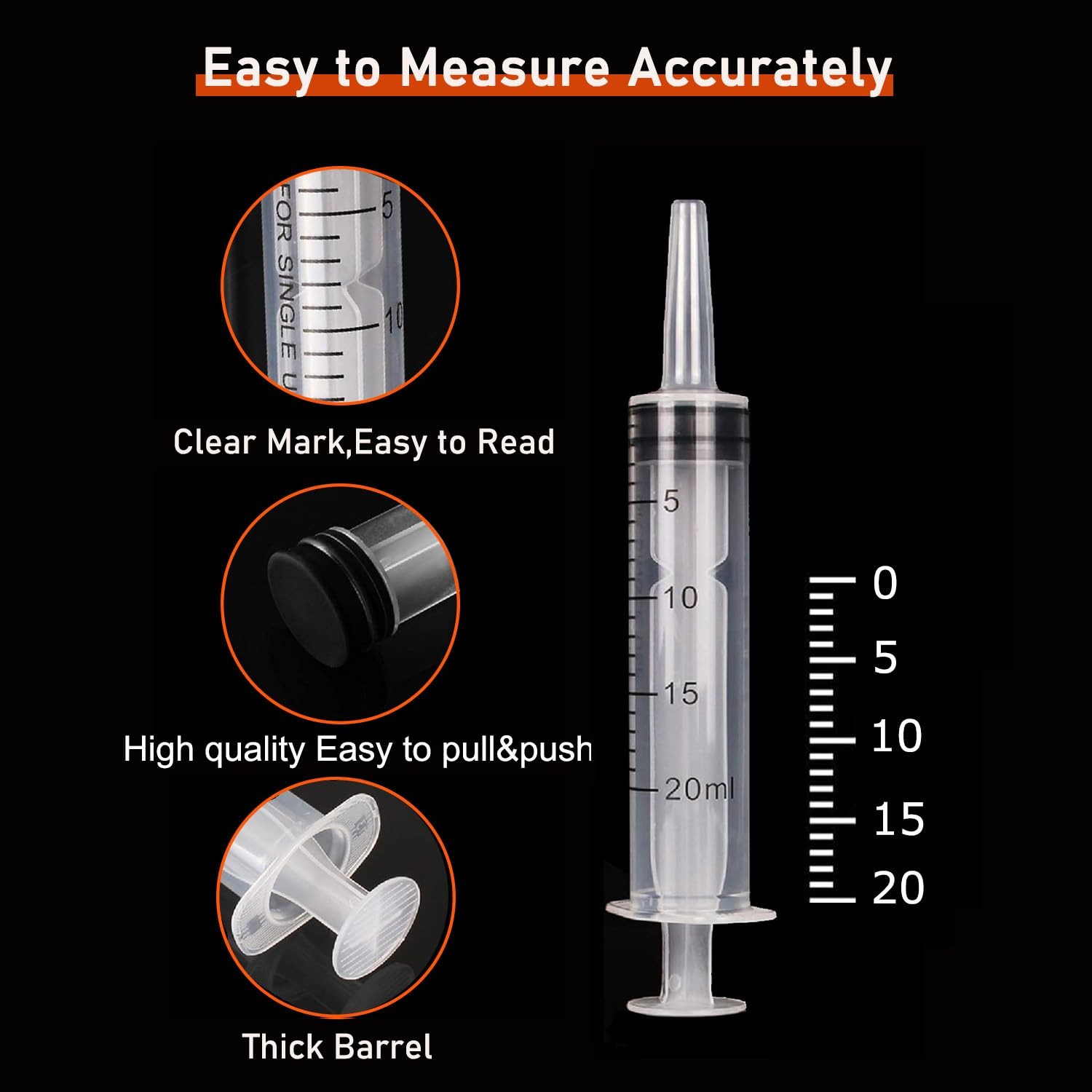 5Pack 20ml Plastic Syringe with caps for Liquid white