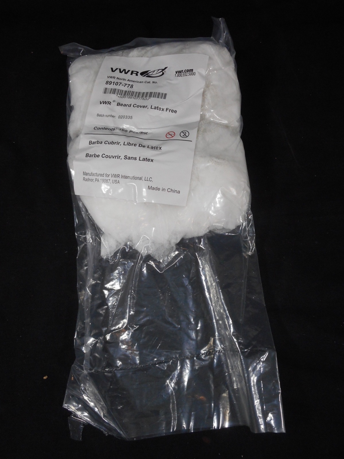 VWR Basic Protection Latex Free Laboratory Beard Covers 89107-778 (Pack of 100)