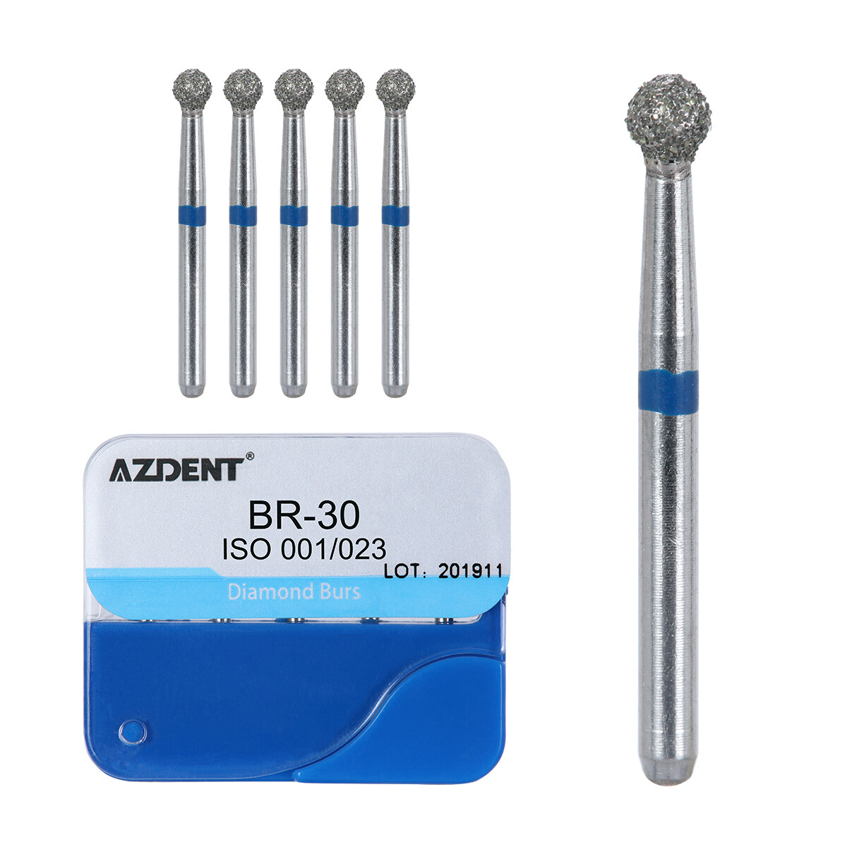 100pcs Dental Diamond Burs Kit for High Speed Handpiece Medium FG 1.6MM AZDENT