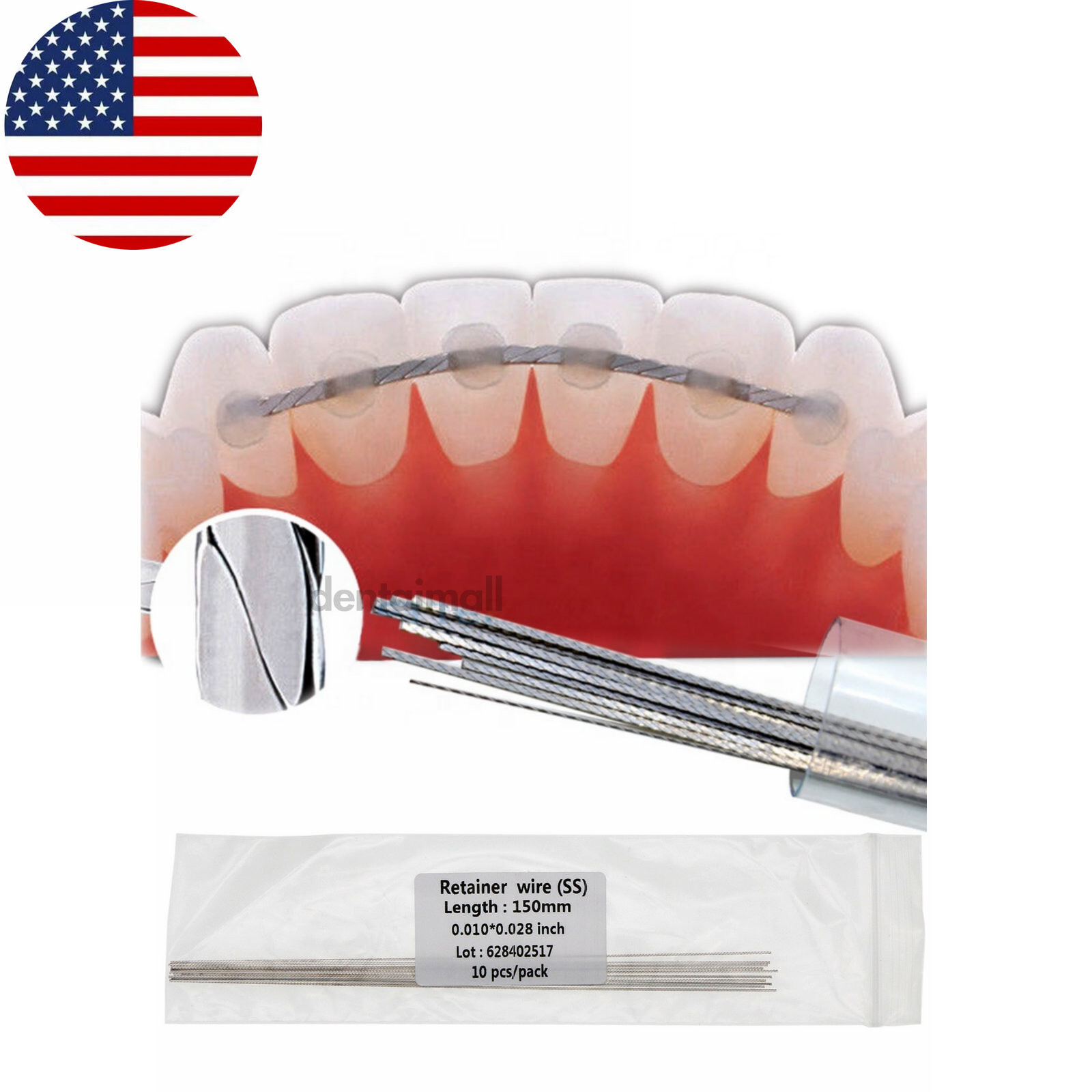 US 10Pcs/Pack Dental Orthodontic Retainer Wire 1028 Flat Strand Lingual
