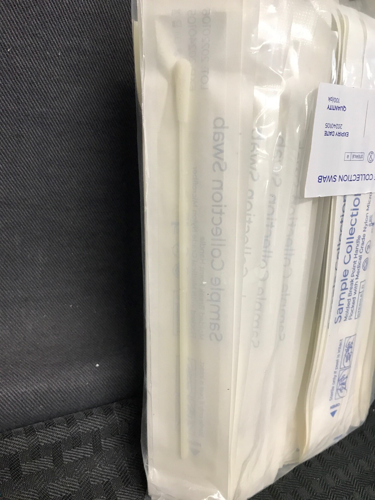 (800) Sample Collection Swabs 6” Molded Break Point Handle Nylon Microfiber Tip