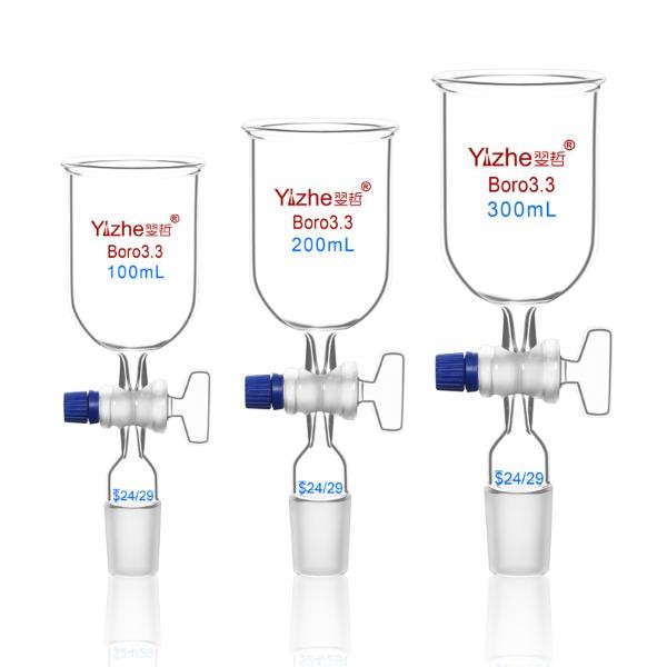 Chemistry Laboratory Glassware: 50ml-1000ml Cylindrical Funnel w/ PTFE Piston