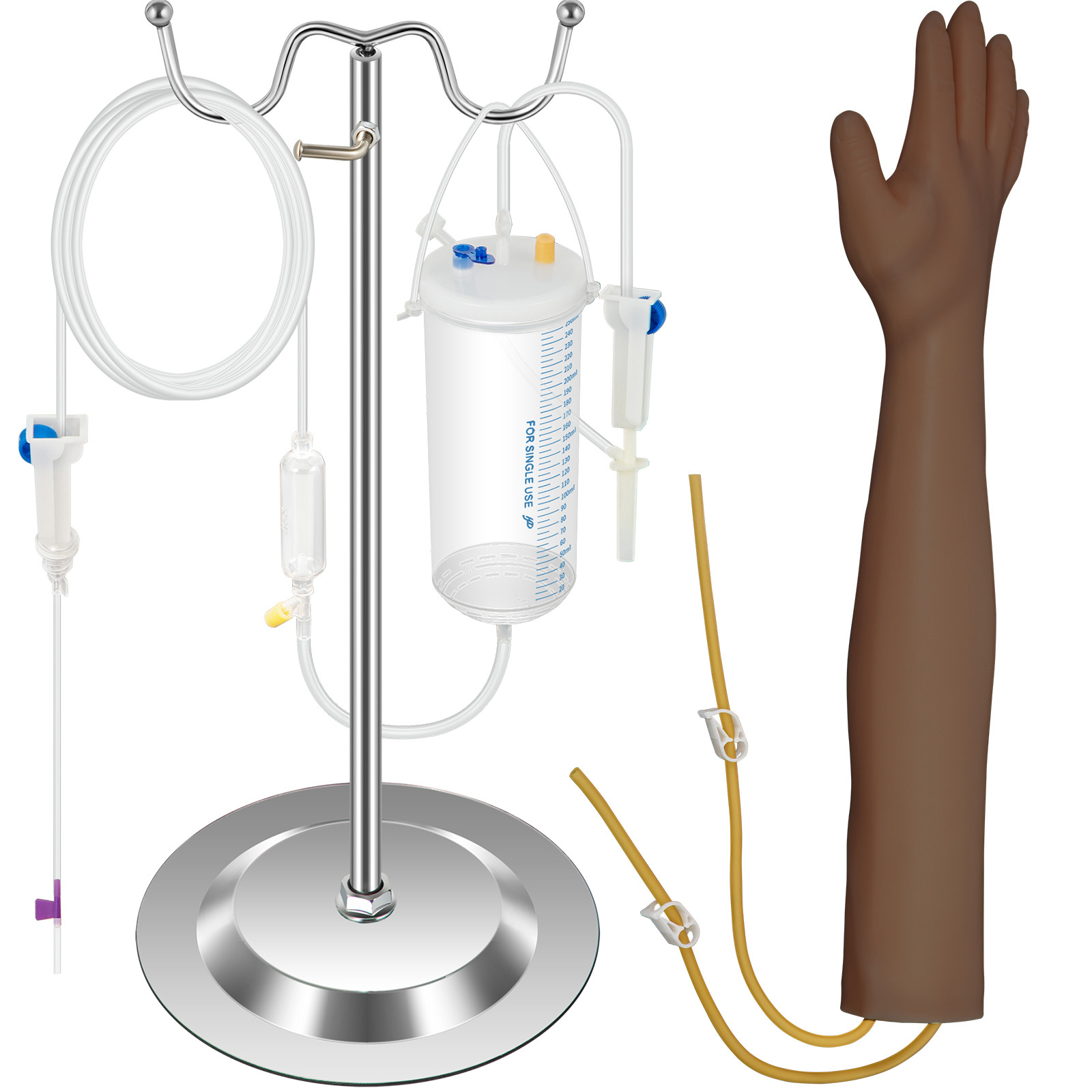 VEVOR Intravenous Practice Arm Kit Phlebotomy Arm PVC Dark Skin for Venipuncture