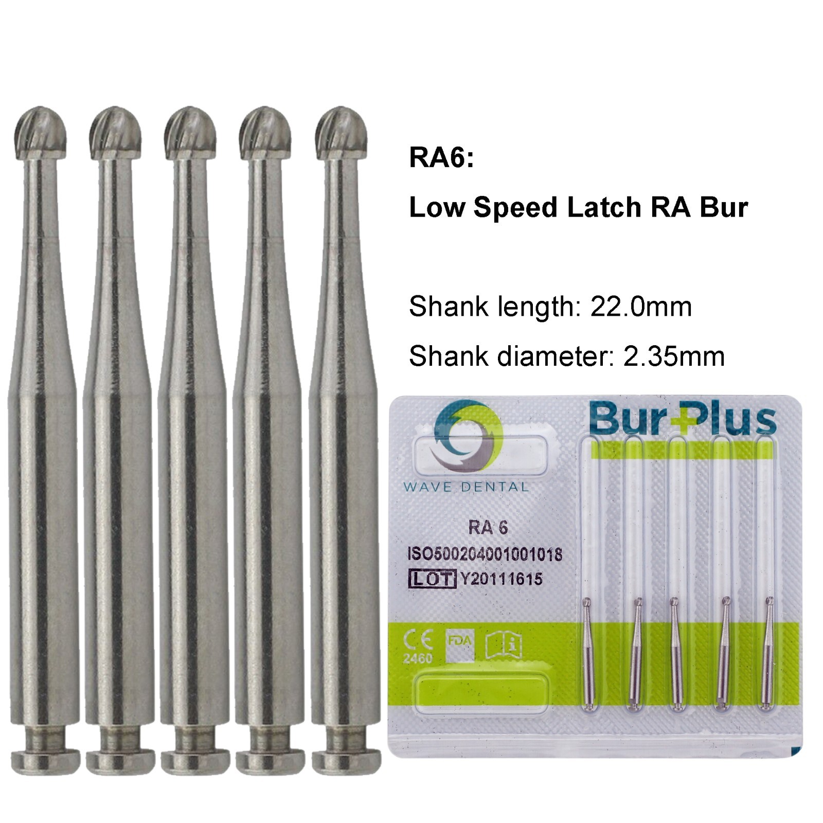 RA 6 Round Burs Wave Dental Carbide Latch bur RA 6 For Slow Speed Midwest LA