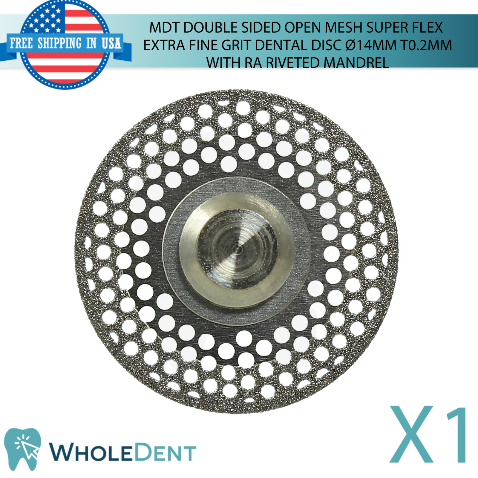 Double Sided Open Mesh Super Flex Extra Fine Grit Dental Lab Disc Ø14mm T0.2mm