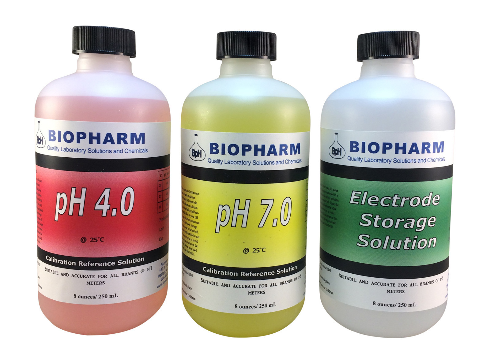 Buffer Calibration Kit 3-pack 8 oz (250 mL) pH 4.0, pH 7.0 and Electrode Storage