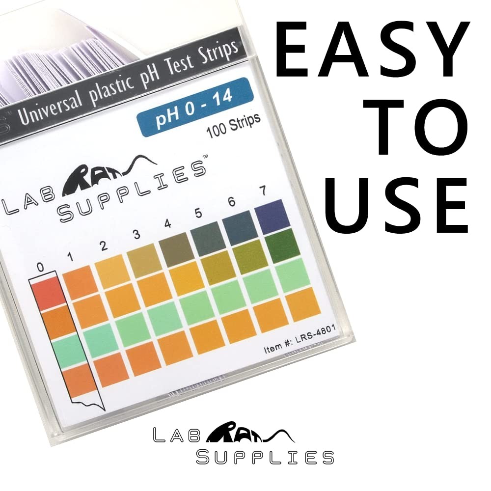 Plastic pH Test Strips, Universal Application (pH 100 Count (Pack of 1)