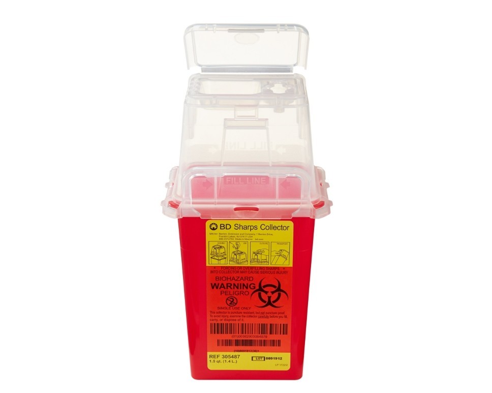 BD Sharps Container 1.5 qt. Nestable Red Waste Collector REF #305487 Case of 36