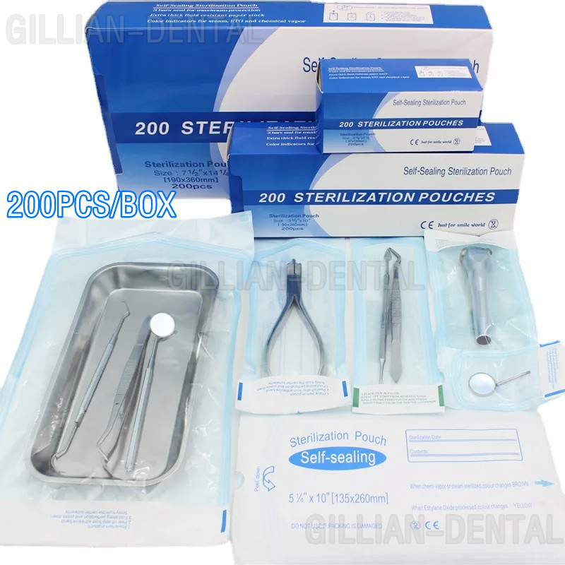 Dental Self Sealing Sterilization Pouches Bags Disposable Storage Bag 200pcs/bag