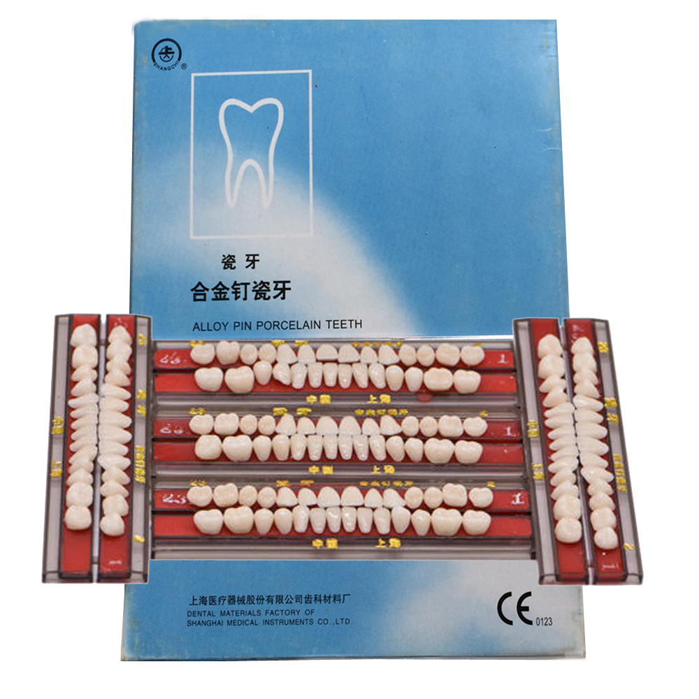 140pc 1box dental Alloy Pin Porcelain Teeth Material Colors Shade A2 22#full set