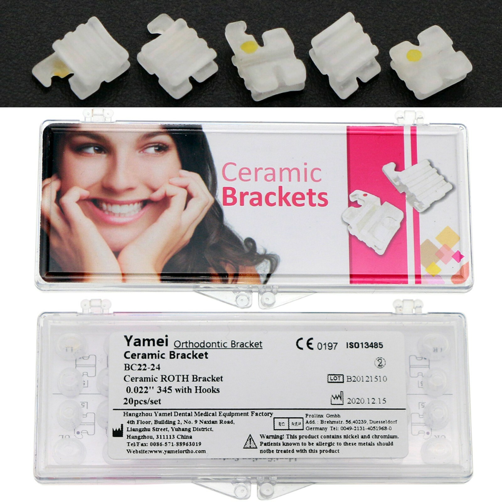 US Dental Orthodontic Ceramic Brackets Braces Mini Roth/MBT 022 Slot 3 4 5 Hooks