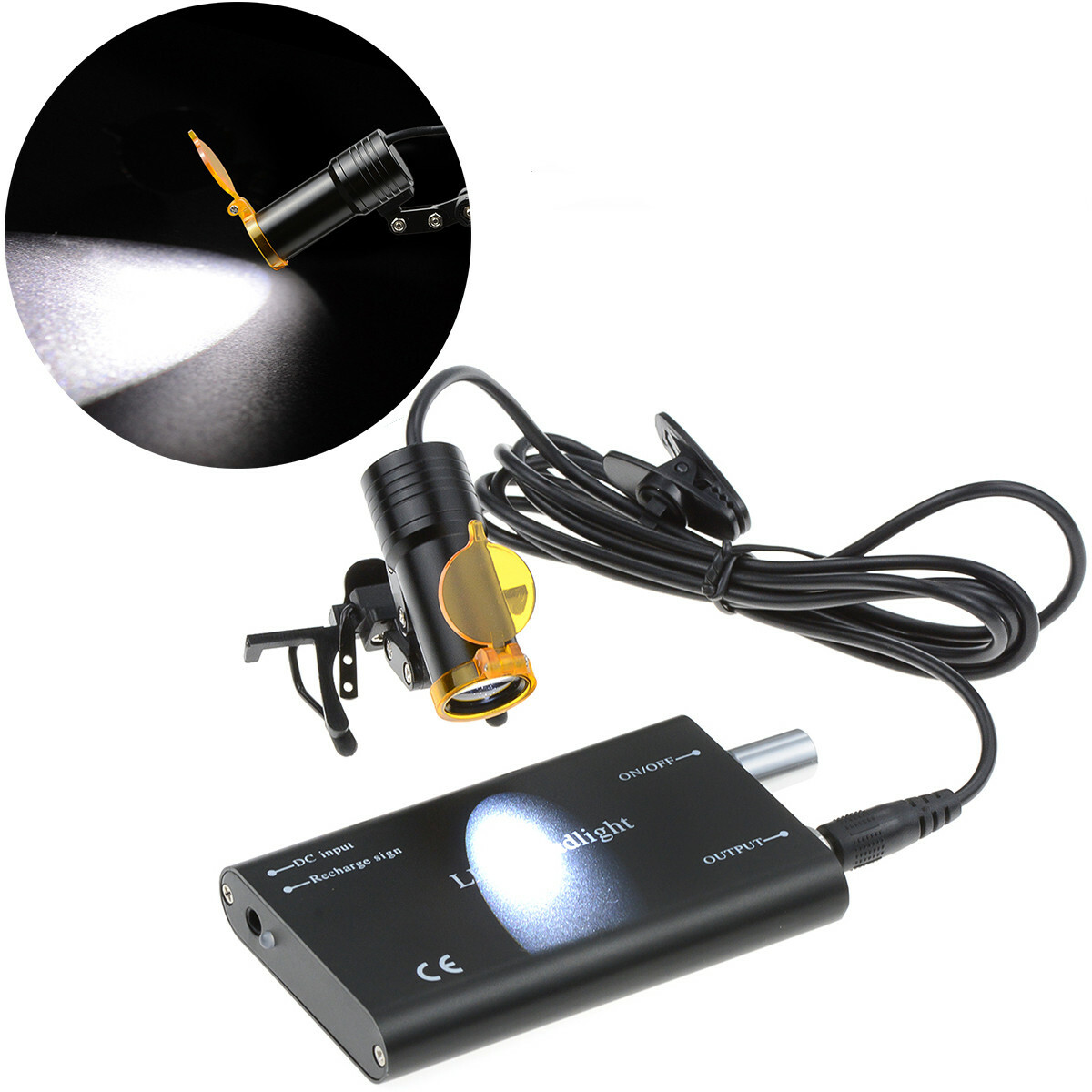 Dental 5W LED Headlight Lamp Metal Clip with Filter for Binocular Loupe US Stock